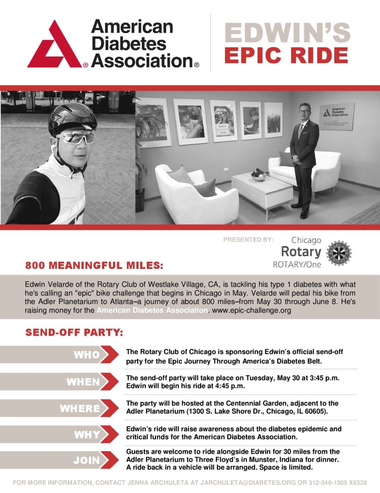 Edwin's EPiC Ride RotaryONE ADA Send-off Flyer